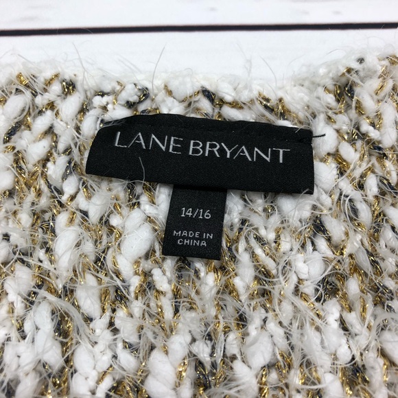 Lane Bryant White Gold Metallic Sweater - Picture 7 of 8